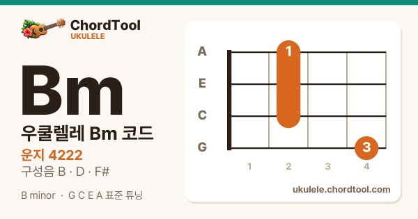 우쿨렐레 Bm코드 운지법